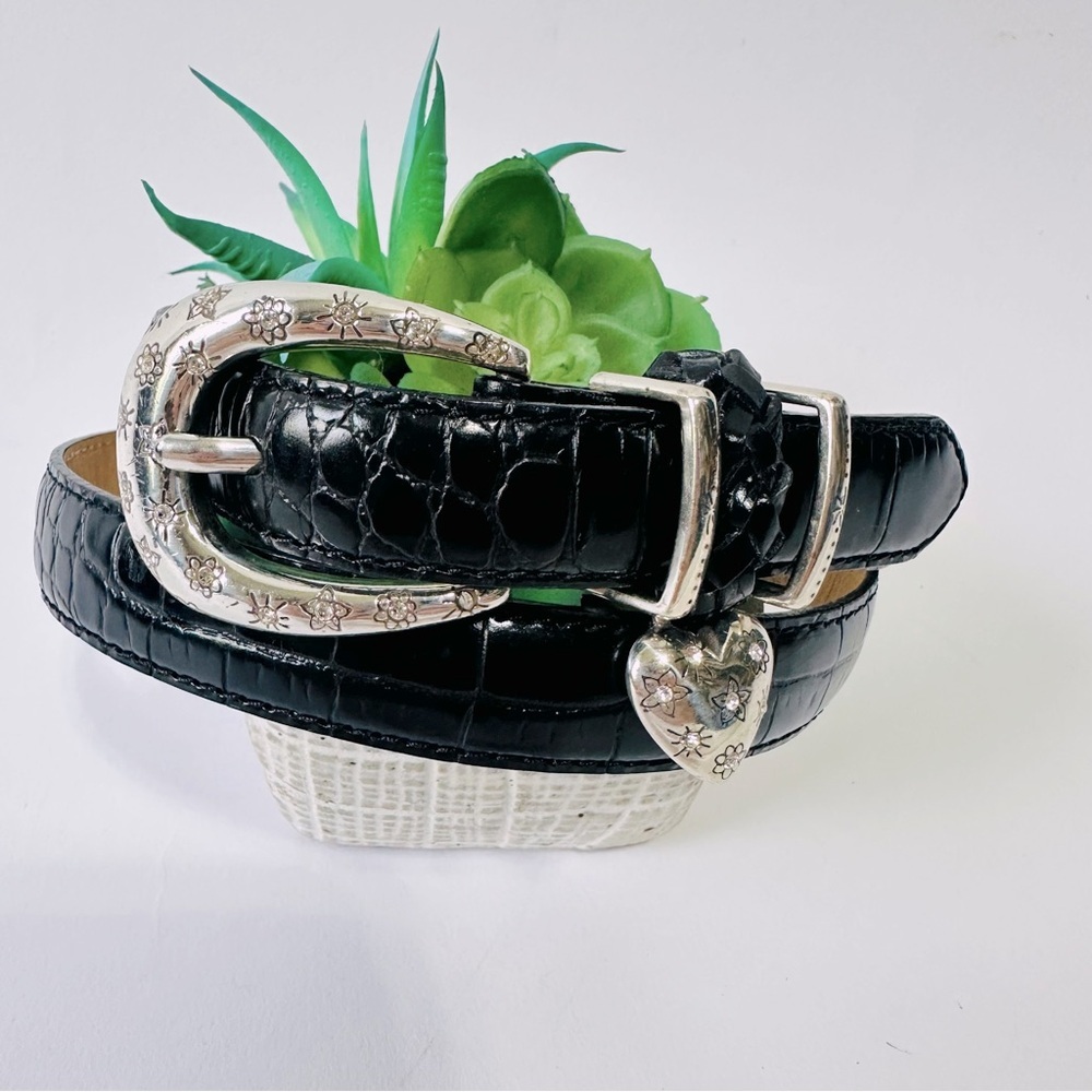 Brighton Black Leather Belt with Silver Buckle